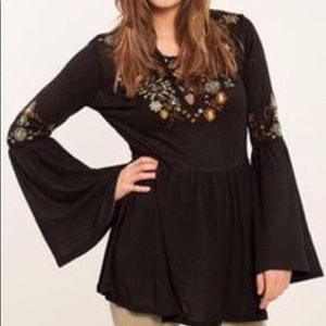 Free People Midnight Garden Lace Up bell sleeve S